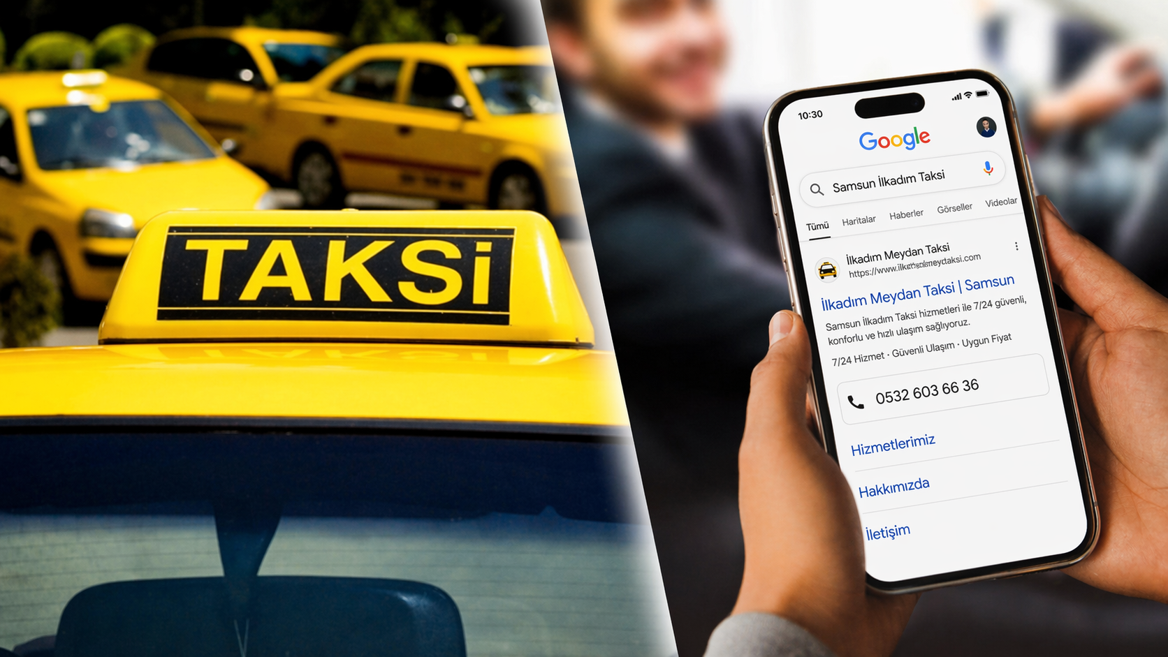 Google üzerinden ilkadım taksi durağı arayan kişi - İlkadım Meydan Taksi sonuçlarda